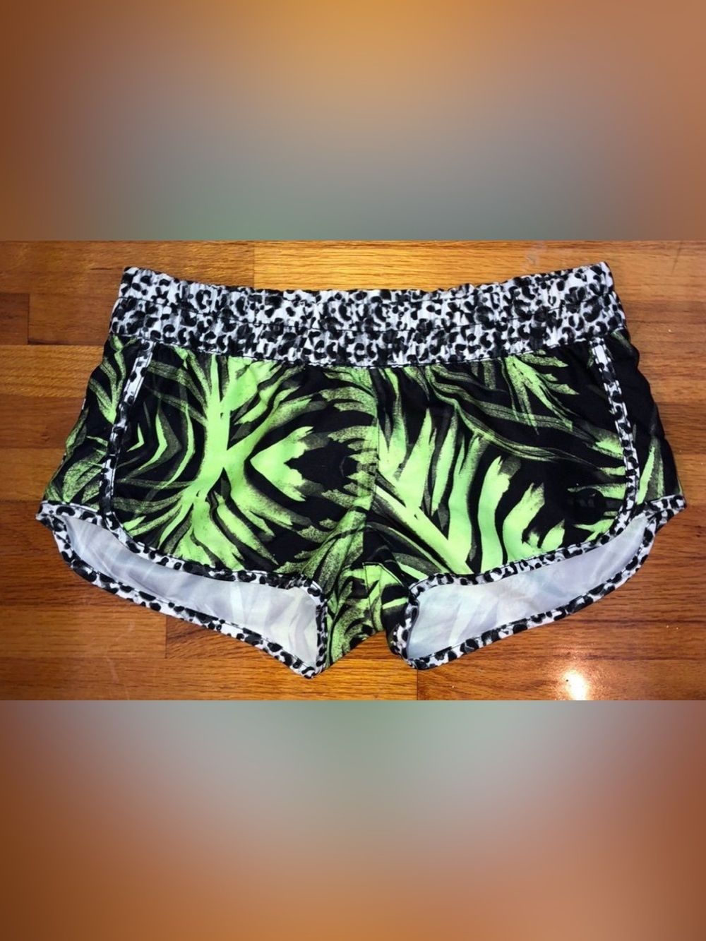 Women’s Green Zebra Print Board Shorts